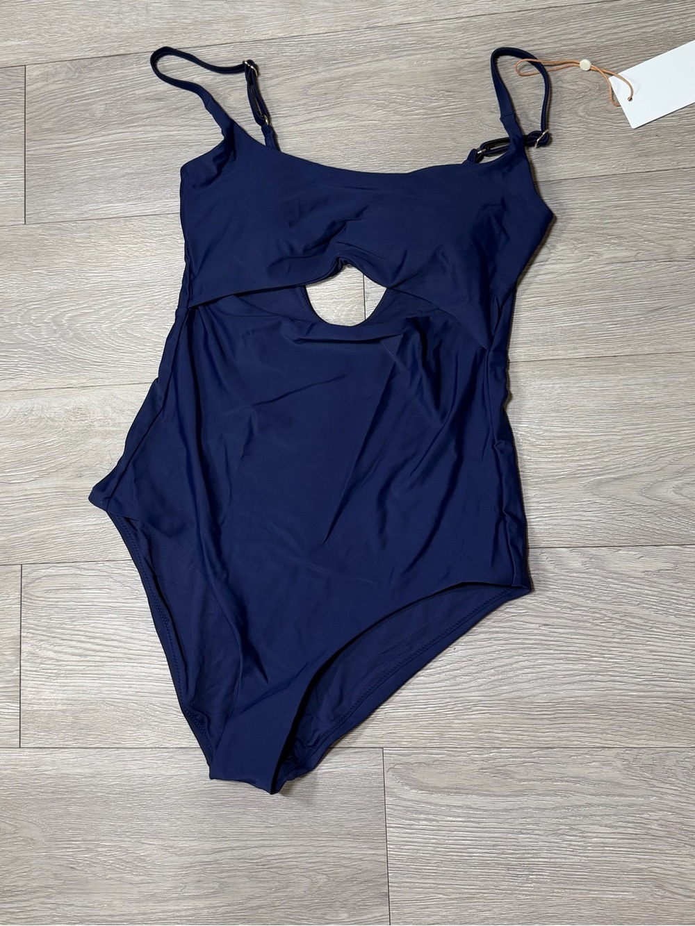 Quince NWT Italian Navy Cut Out One-Piece Swimsuit size L